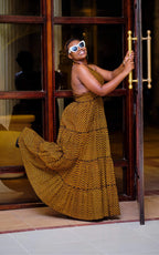 Evanuru Yellow African Print Max Dress