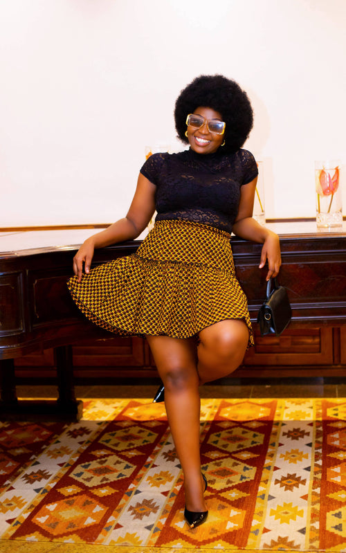 KACHENCHE YELLOW AFRICAN SHORT SKIRT