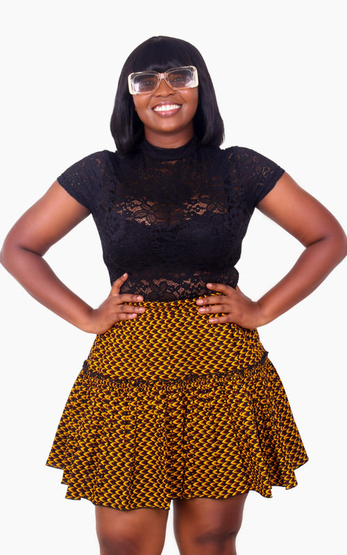 KACHENCHE YELLOW AFRICAN SHORT SKIRT