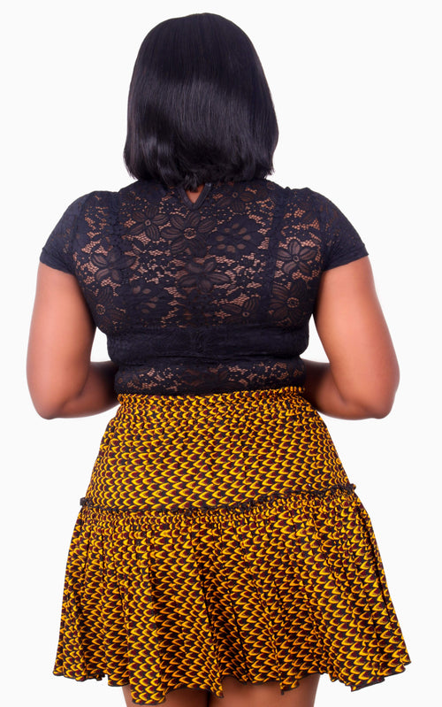 KACHENCHE YELLOW AFRICAN SHORT SKIRT