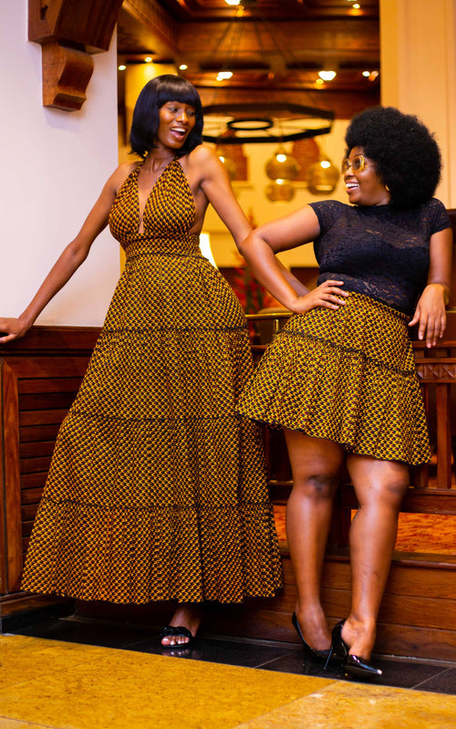 KACHENCHE YELLOW AFRICAN SHORT SKIRT