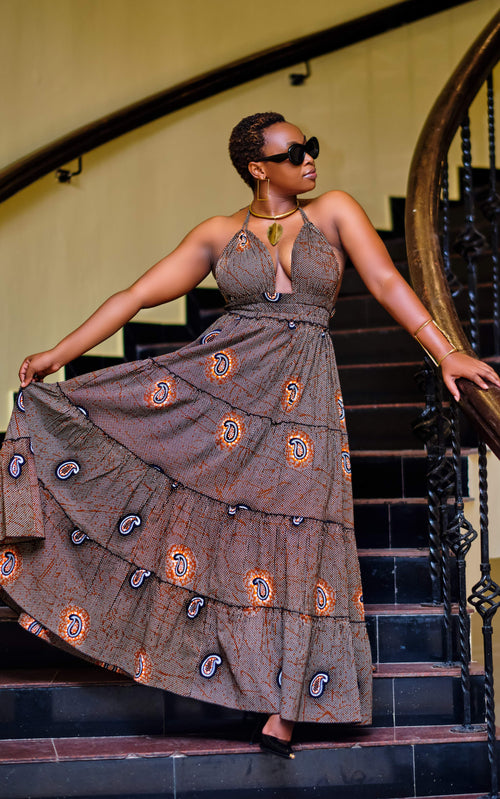 Evanuru Korosho African Print  Max Dress