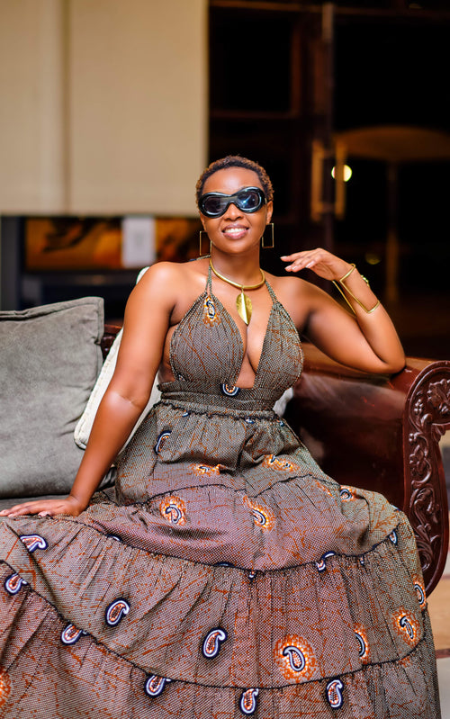 Evanuru Korosho African Print  Max Dress